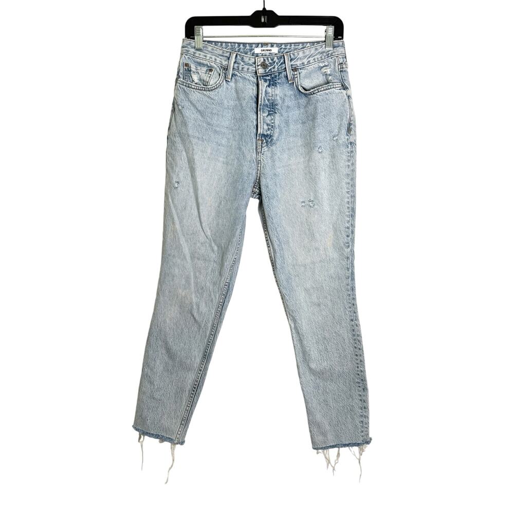 Grlfrnd Jeans Super High Rise Karolina Womens Sz 28 Light Wash Distressed 90s